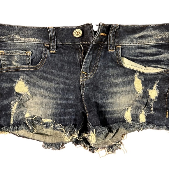Express Women’s Distressed Cutoff Blue Denim Cutoff Shorts Size 2 Denim Summer - Picture 1 of 3